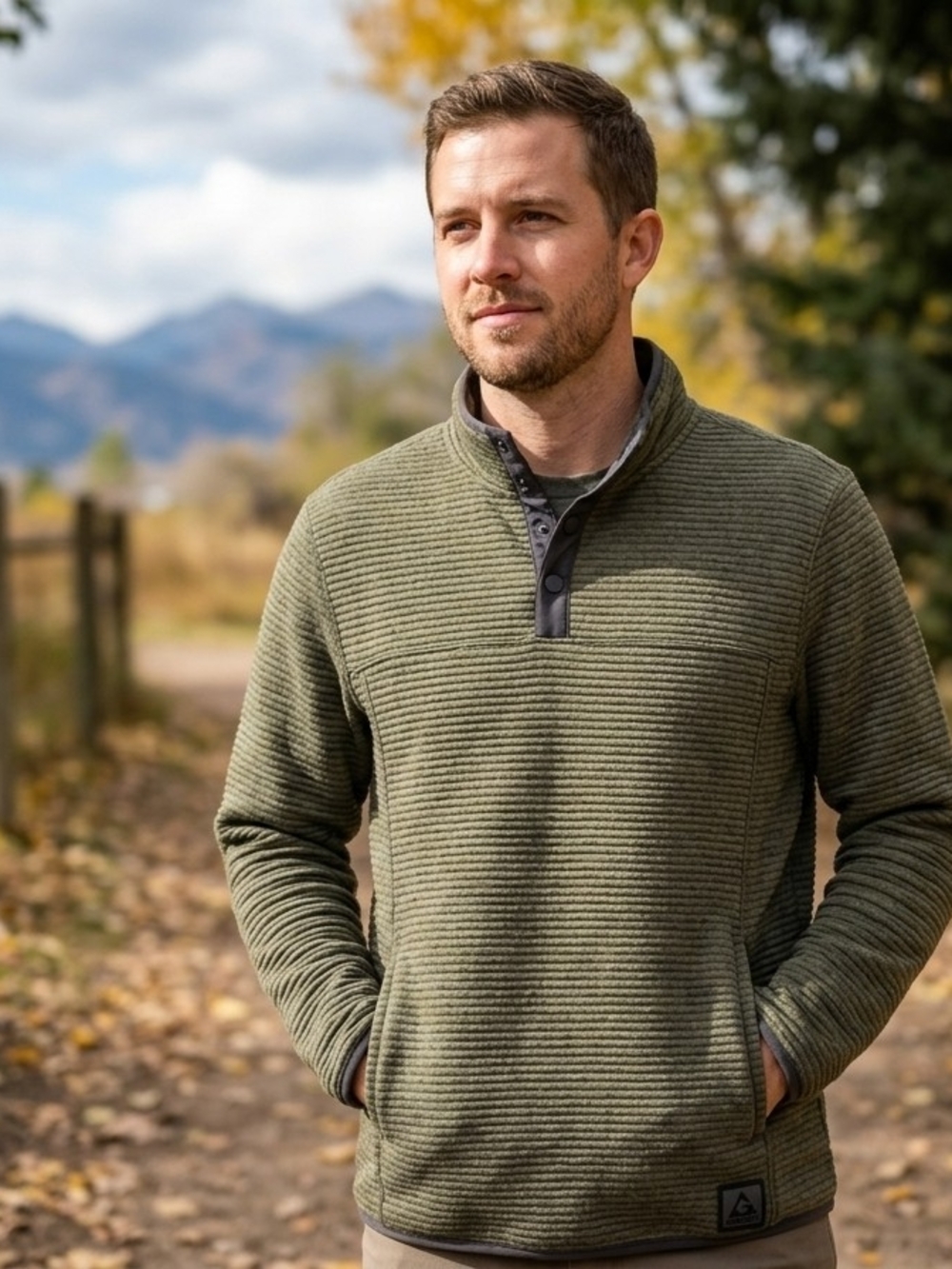 Men's Olive Green Textured Sweater